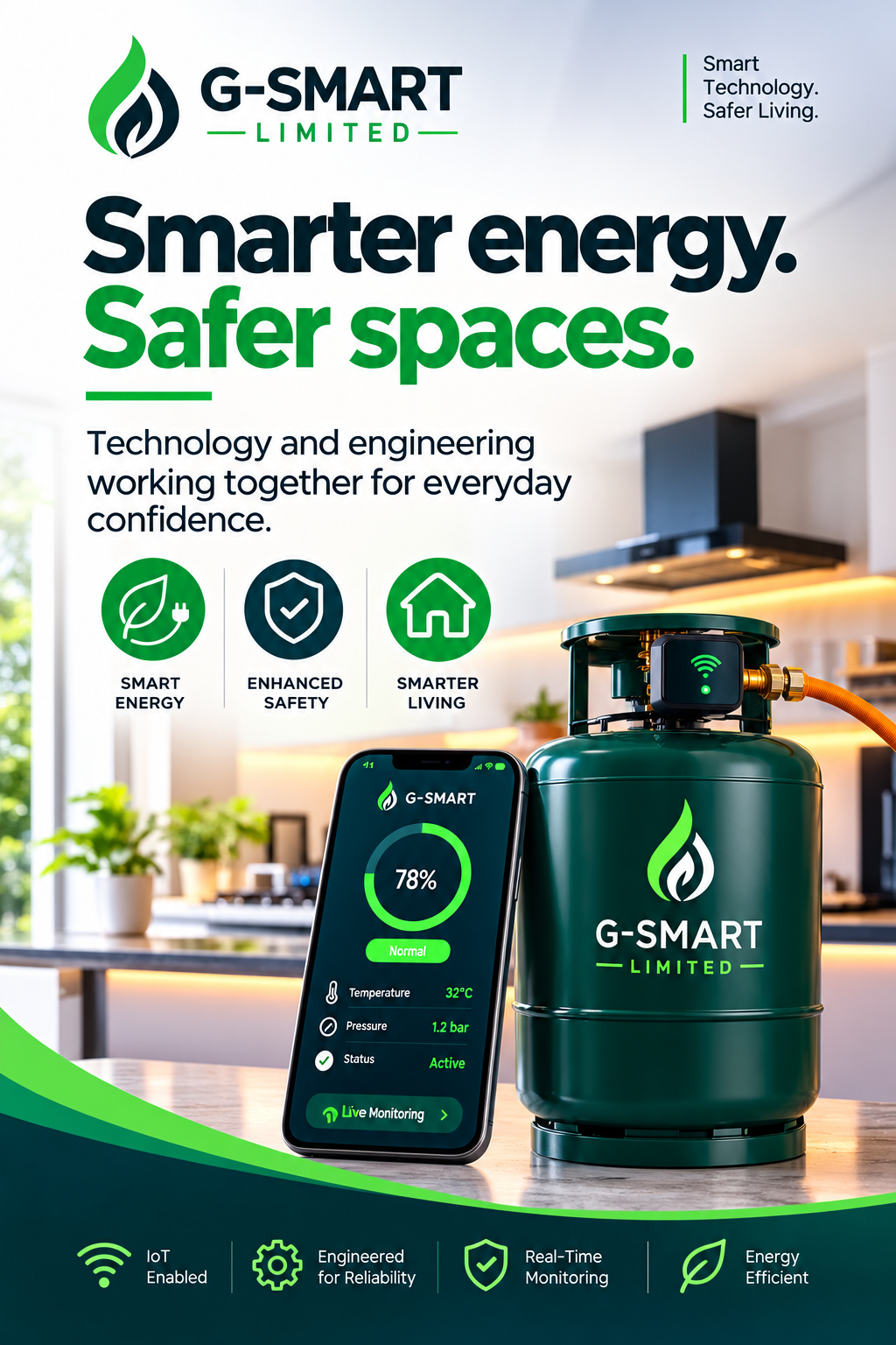 G-SMART smart energy and safer spaces campaign: connected LPG monitoring, smart energy, enhanced safety and smarter living.